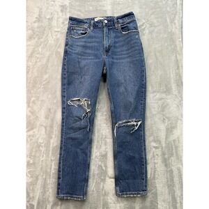 Abercrombie & Fitch Jean Women Sz 2s/26 Blue The Skinny High Rise Whiskered Fade
